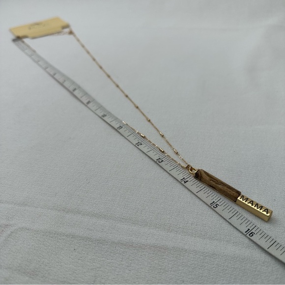 Pendant Mama Necklace Gold Tone Brown Stone - Picture 8 of 8